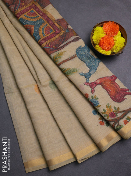 Sandal Jamdani Cotton Saree