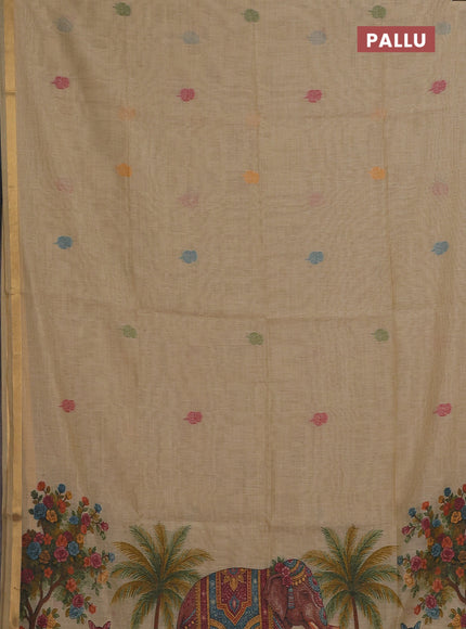 Sandal Jamdani Cotton Saree