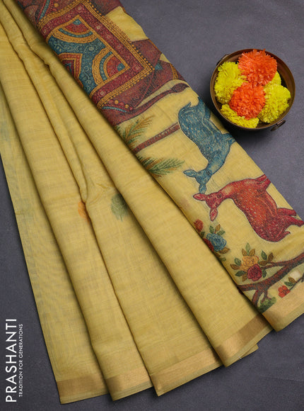 Mustard Yellow Jamdani Cotton Saree