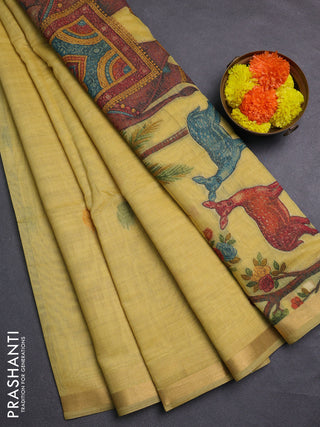 Mustard Yellow Jamdani Cotton Saree