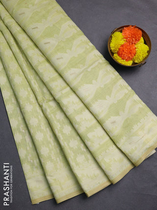 Pista Green Jamdani Cotton Saree