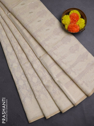 Cream Jamdani Cotton Saree