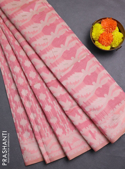 Pink Jamdani Cotton Saree