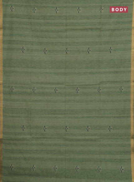 Pastel Green & Green Jamdani Cotton Saree