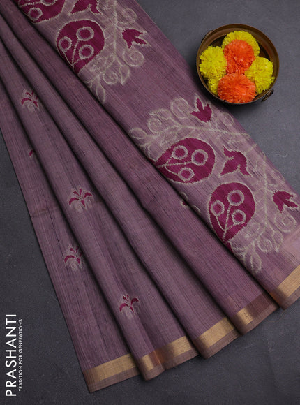 Pastel Purple & Magenta Pink Jamdani Cotton Saree