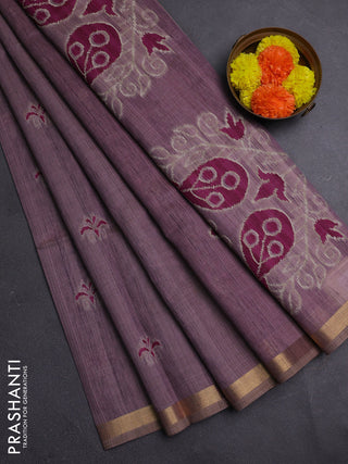 Pastel Purple & Magenta Pink Jamdani Cotton Saree