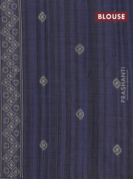 Pastel Green & Navy Blue Jamdani Cotton Saree