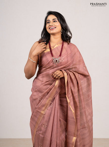 Pastel Maroon & Maroon Jamdani Cotton Saree