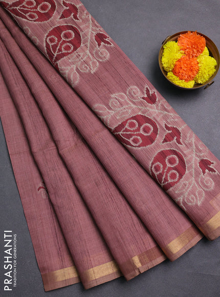 Pastel Maroon & Maroon Jamdani Cotton Saree