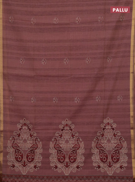 Pastel Maroon & Maroon Jamdani Cotton Saree