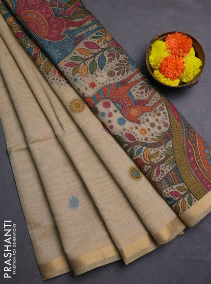 Sandal Jamdani Cotton Saree
