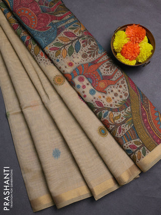 Sandal Jamdani Cotton Saree