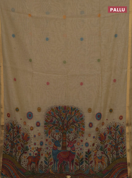 Sandal Jamdani Cotton Saree