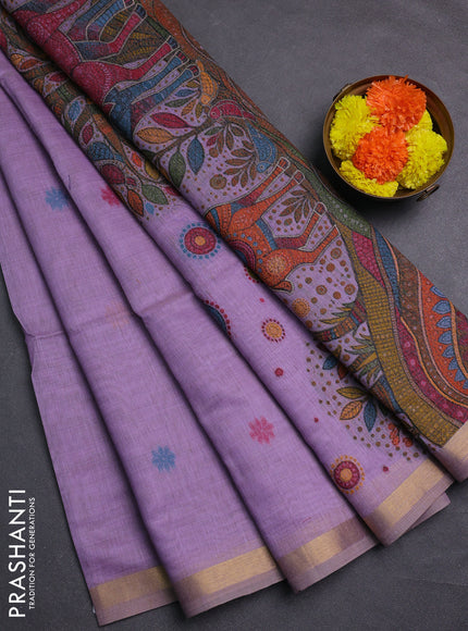 Lavender Jamdani Cotton Saree