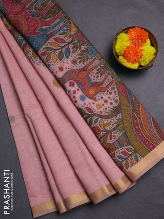 Peach Pink Jamdani Cotton Saree