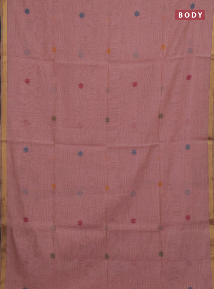 Peach Pink Jamdani Cotton Saree