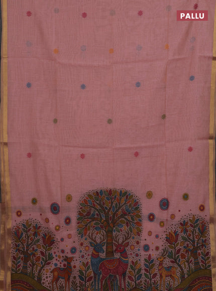 Peach Pink Jamdani Cotton Saree