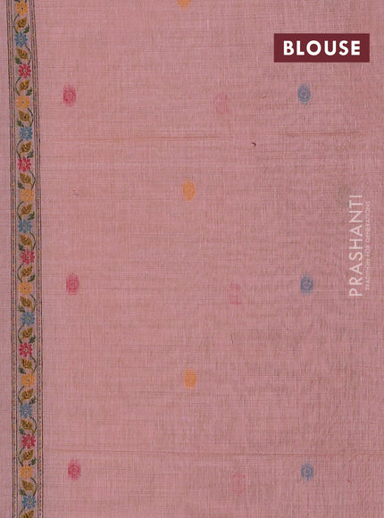 Peach Pink Jamdani Cotton Saree