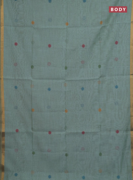Teal Jamdani Cotton Saree