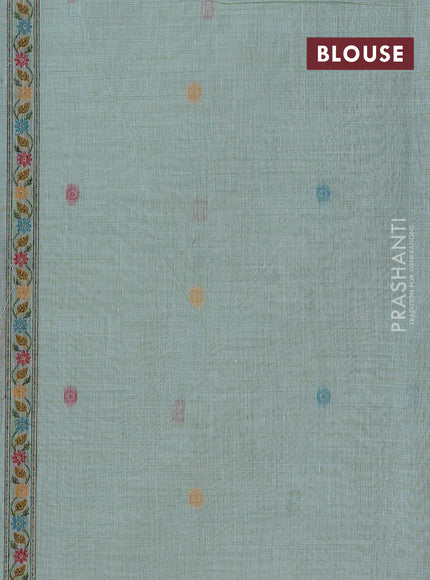 Teal Jamdani Cotton Saree
