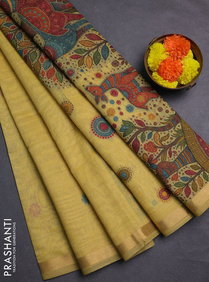 Mustard Yellow Jamdani Cotton Saree