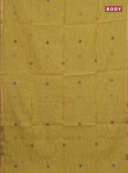 Mustard Yellow Jamdani Cotton Saree