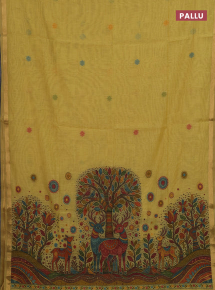 Mustard Yellow Jamdani Cotton Saree