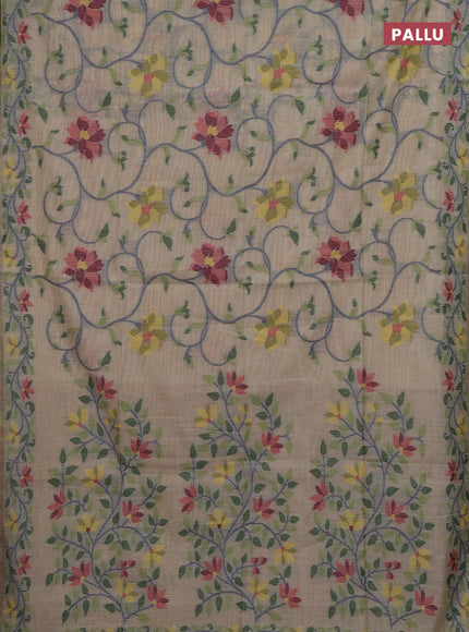 Beige & Yellow Jamdani Cotton Saree