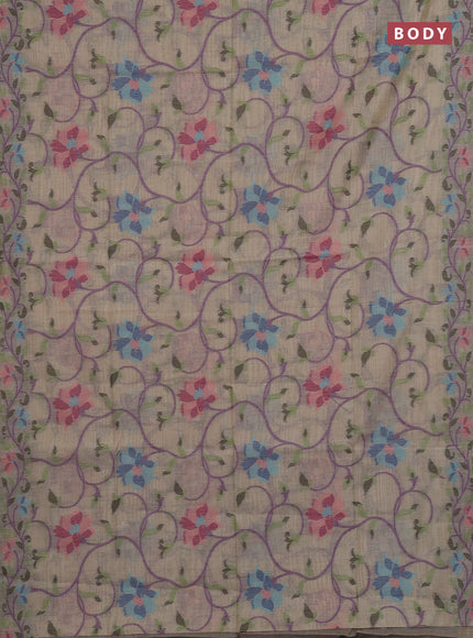 Beige & Pink Jamdani Cotton Saree