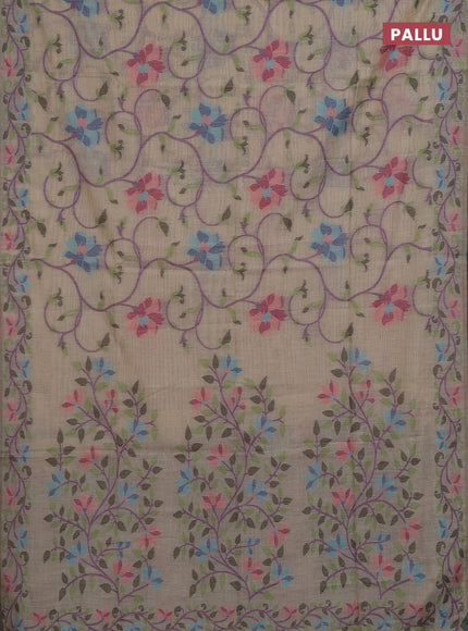 Beige & Pink Jamdani Cotton Saree