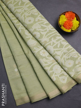 Pista Green Jamdani Cotton Saree
