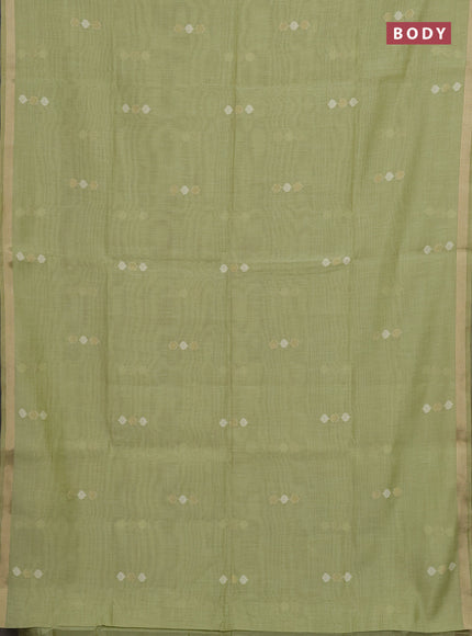 Pista Green Jamdani Cotton Saree
