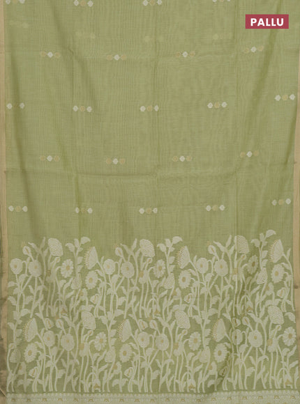 Pista Green Jamdani Cotton Saree