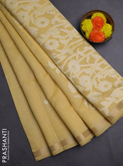 Mustard Yellow Jamdani Cotton Saree