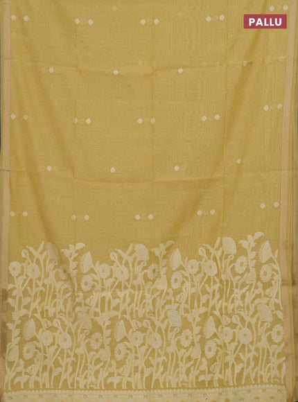 Mustard Yellow Jamdani Cotton Saree