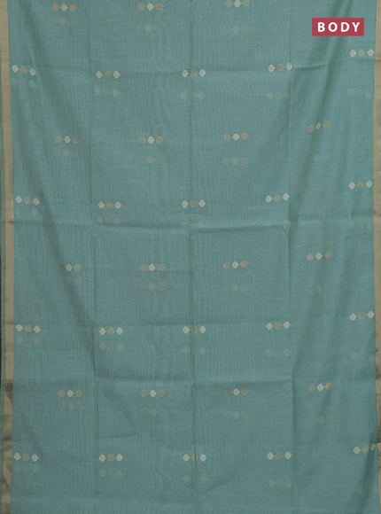 Teal Jamdani Cotton Saree