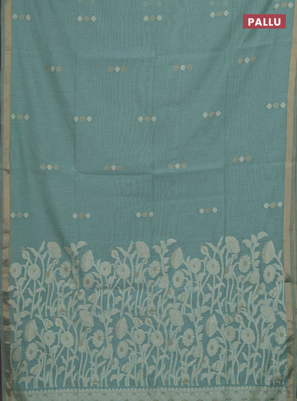 Teal Jamdani Cotton Saree