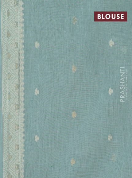 Teal Jamdani Cotton Saree