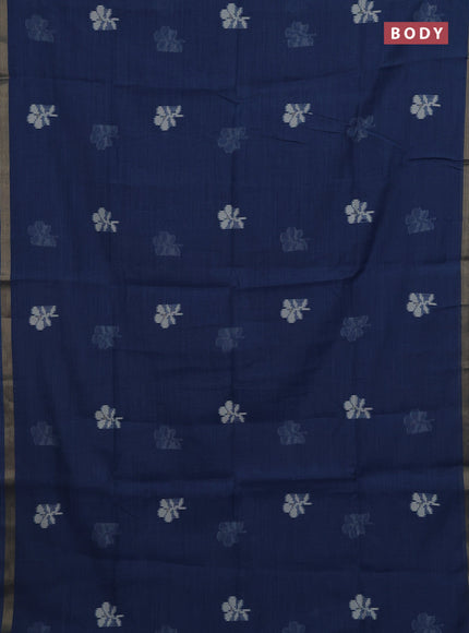 Indigo Blue Jamdani Cotton Saree