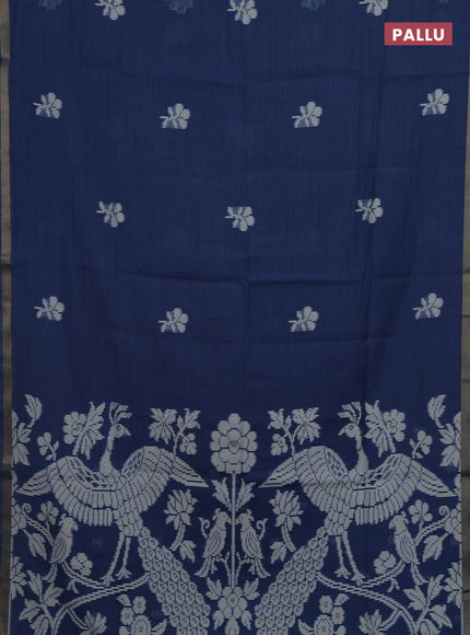 Indigo Blue Jamdani Cotton Saree