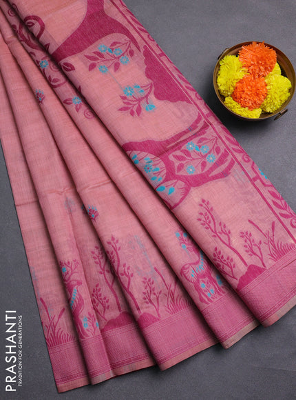 Mauve Pink Jamdani Cotton Saree