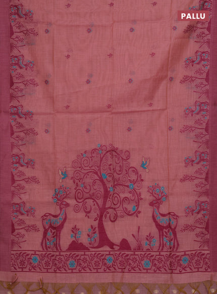 Mauve Pink Jamdani Cotton Saree