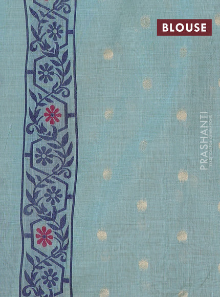 Teal Green & Navy Blue Jamdani Cotton Saree