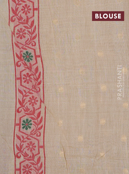 Beige & Red Jamdani Cotton Saree