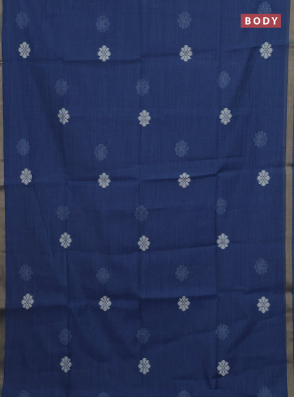 Indigo Blue Jamdani Cotton Saree