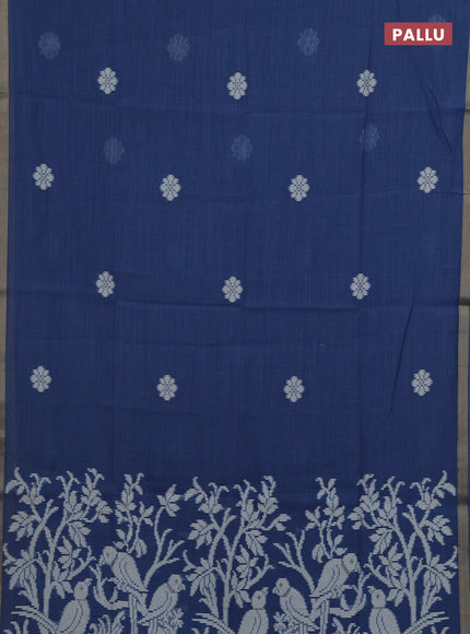 Indigo Blue Jamdani Cotton Saree