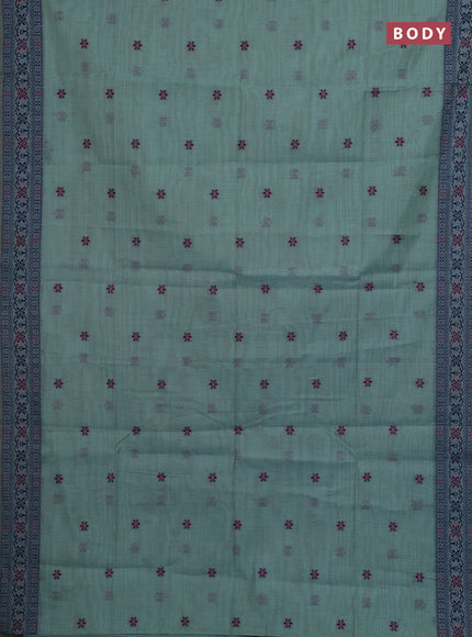 Teal Green & Navy Blue Jamdani Cotton Saree