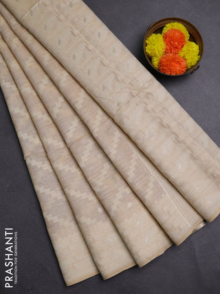 Beige Jamdani Cotton Saree