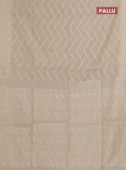 Beige Jamdani Cotton Saree