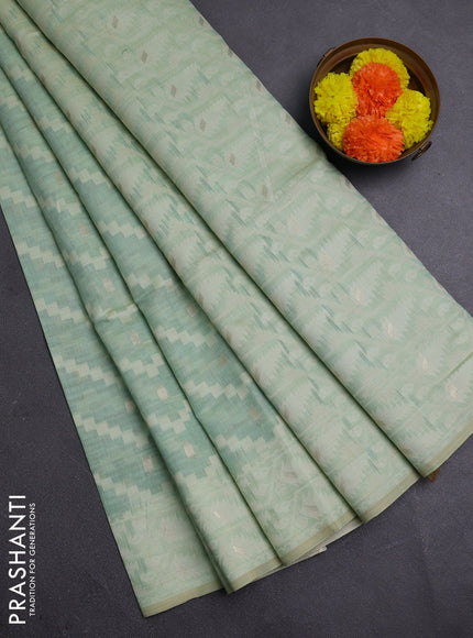 Teal Green Jamdani Cotton Saree